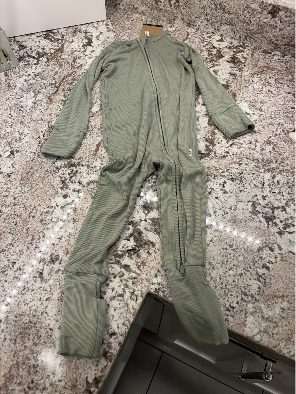 NWT Kindthing Ribbed Green Zip Up Romper size 12-18M